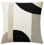 Judy Ross Textiles Hand-Embroidered Chain Stitch Luna Throw Pillow cream/smoke/black/oyster